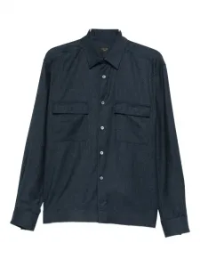 Рубашка из шерсти с нагрудным карманом Xacus, синий