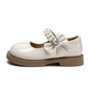 Низкие детские кожаные туфли для детей BELLE, экрю