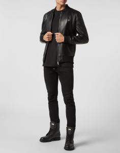 Кожаный бомбер Paisley Stones Philipp Plein, черный