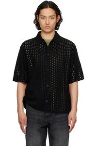 Черная рубашка с ажурным узором Solid Homme