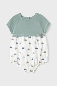 Хлопковый детский комбинезон Rampers Mayoral Newborn, бирюзовый