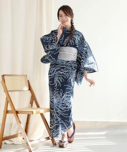 Набор из 4 предметов хлопковая юката aimoha/Цветочный (Юката, Хеко Оби, Гета и аксессуары для волос)