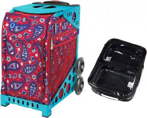 Спортивная сумка Zuca с узором пейсли красного цвета с подарочными пакетами: одним большим и двумя маленькими (бирюзовая оправа)