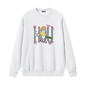 Свитшот Unisex Crew Neck Moderate Heavyweight HUANQIU, белый heather серый (fleece-lined)