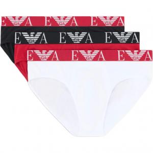 Три пары трусов с крупным логотипом-монограммой EMPORIO ARMANI, черный