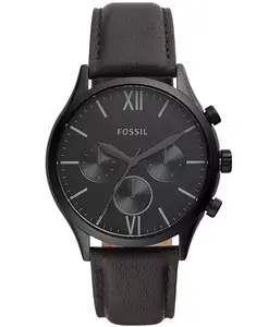 Мужские многофункциональные часы Fenmore из черной кожи, 44 мм Fossil