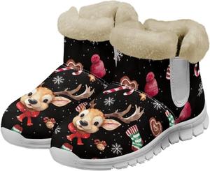 Зимние пушистые ботинки Howilath для женщин с утепленной плюшевой подкладкой, Christmas Cute Deer