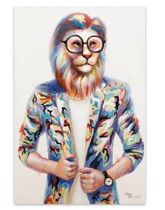 Акриловая картина ручной работы KUNSTLOFT Hipster Lion, многоцветный