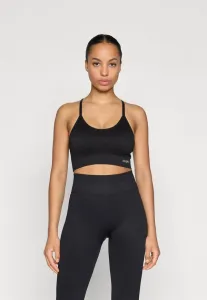 Спортивный бюстгальтер средней поддержки с удлиненной спинкой и перекрещивающимися чашечками, регулируемыми бретелями. Dkny, Black