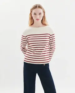 Женская футболка с полосатым принтом и вырезом лодочкой Caroll, белый