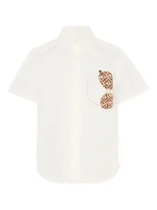 Рубашка с короткими рукавами Fendi Kids, нейтральный