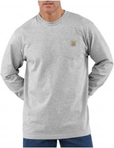 Carhartt мужская рабочая футболка с карманом и длинным рукавом, Heather Grey