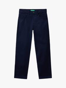 Детские брюки slim с пятью карманами из хлопкового состава Benetton, Blue