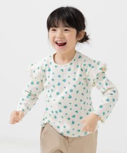 Топ с длинными рукавами и оборками по всей поверхности, с принтами на плечах и ребристой текстурой Chil2, цвет A Botanical/Cream