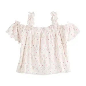 Детский адаптивный топ с открытыми плечами для девочек 8-16 лет So, цвет cream geo