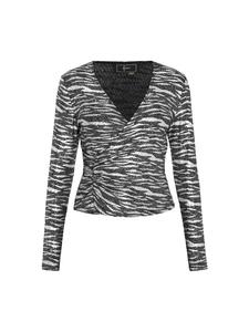 Женская блузка серебристого цвета с разноцветными вставками faina