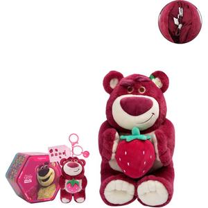 Коллекция Disney Lotso Фруктовая вечеринка Плюшевый кулон Секретные боксы Одиночный секретный бокс/Полный бокс 8 шт POTDEMIEL, Single blind box + 25cm holding strawberry strawberry bear