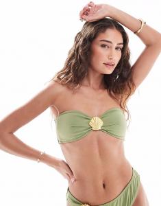 Комплект из бикини-бандо с золотыми ракушками, оливкового цвета 4Th & Reckless