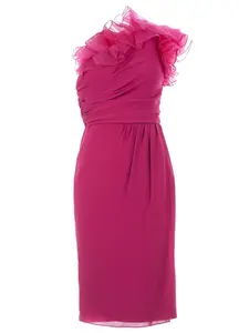Платье с оборкой на одно плечо Giambattista Valli, розовый