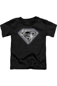 Футболка с блестящим щитом Супермена для малышей с коротким рукавом Gildan, черный