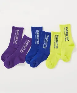 Набор из 3 пар неоновых носков с логотипом для мальчиков, весна/лето 2026 Devirock, цвет 012-Vertical Logo 2