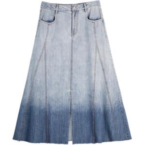 ELLE Джинсовая длинная юбка для женщин Denim Blue Moderate Mid Length A line