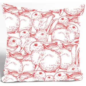 Подушка Dekokissen Benno Чехол для подушки, белый фон, красные зайцы, Пасха, весело, весна Queence, Rot + bedruckt