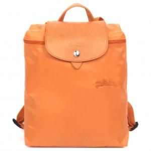 LONGCHAMP Сумка рюкзак Le Pliage Green Recycled Canvas с кожаной отделкой женская оранжевая