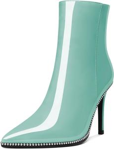 Женские ботильоны Mettesally с острым носком, высокие тонкие каблуки-стилето, боковая молния, украшенные бусинами, комфортные ботинки для осени и зимы