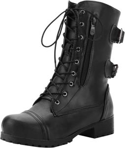 No Brand Женские ботильоны на осень и зиму с удобным круглым носком и квадратным каблуком, модные светло-коричневые ботинки без каблука (черные, 9 размер)