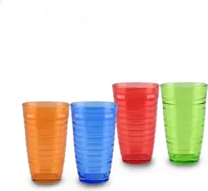 Стаканы для питья, стаканы для воды, стаканы для сока, набор из 4 штук, разные цвета, 450 мл, для лонг-дринков R76 Anitex