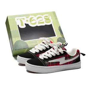 T628 Скользоустойчивые, износостойкие, легкие, дышащие низкие скейтбордские кроссовки унисекс Scottish Red (премиум улучшенные — более комфортные и долговечные)