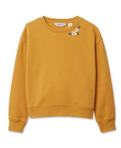 Детская толстовка с круглым вырезом и вышивкой Lands' End, Amber gold floral