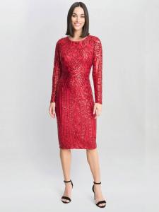 Платье-футляр с пайетками Gina Bacconi, Red