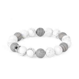 FOUNDIN Браслеты White Turquoise Matte Silver Line Stone Unisex