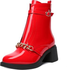 Женские ботинки ROSERWISH с боковой молнией, платформой, повседневные, модные, с круглым носком, массивным низким каблуком, украшением в виде цепочки на щиколотке, каблук 2,5 дюйма