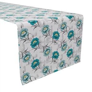 Настольная дорожка, 100 % хлопок, 16x72 дюйма, винтажный цветочный узор с узорами.