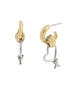 Серьги-кольца с подвеской в виде двухцветного сердечка и узла Steve Madden, Two-tone