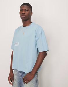 Футболка свободного кроя свободного кроя с текстовым принтом синего цвета Asos Design