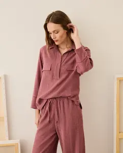 Блузка в елочку с длинным рукавом Stella Rittwagen, бордовый