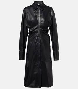 Рубашка-платье из кожи с драпировкой Toteme, Navy