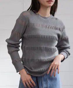 Прозрачный полосатый вязаный топ