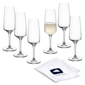 Бокалы для шампанского Sektgläser CESTI + Poliertuch 6 бокалов для шампанского с салфеткой для полировки Leonardo, прозрачный/белый/синий