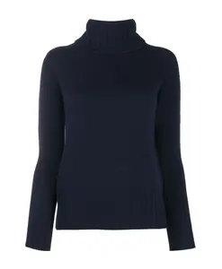 Темно-Синий свитер с высоким воротником из мериносовой шерсти Drumohr, синий