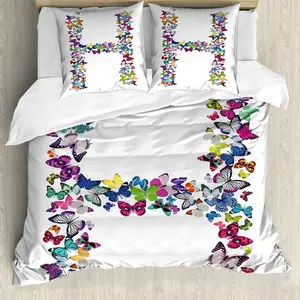 Пододеяльник ABAKUHAUS Letter H, экзотический состав, защита от клещей, подходит для аллергиков, с наволочками, 200 см x 200 см - 80 x 80 см, разноцветный