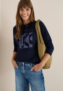 Толстовка Cecil MIT ARTWORK, Blau/Dark Blue