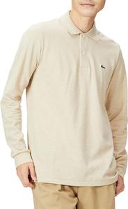 Мужская поло-рубашка с длинными рукавами в рубчик, цвет меланж, L1313 Lacoste, натуральный