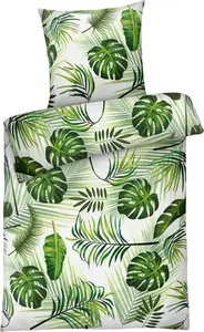 Постельное белье из микрофибры 135x200 см из 100% полиэстера - Зеленые и белые листья Carpe Sonno