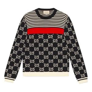 Свитер men's gg logo striped knit sweater darkblue Gucci, синий