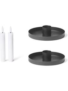 Novaliv Набор из двух подсвечников Novaliv для конусных свечей, диаметр 6 см, матово-черный, с черной светодиодной подсветкой